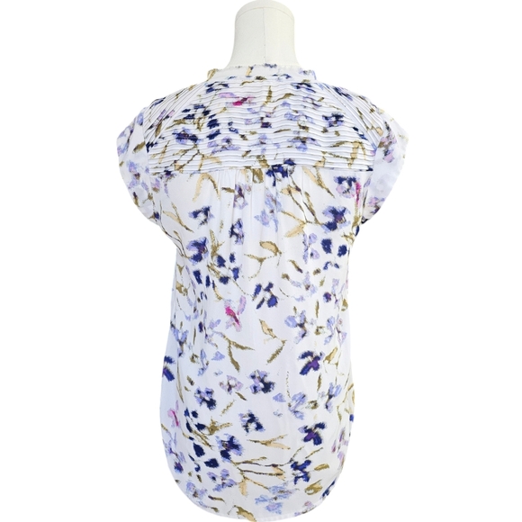 Daniel Rainn White Violet/Navy Floral Pleated Blouse - Picture 5 of 7